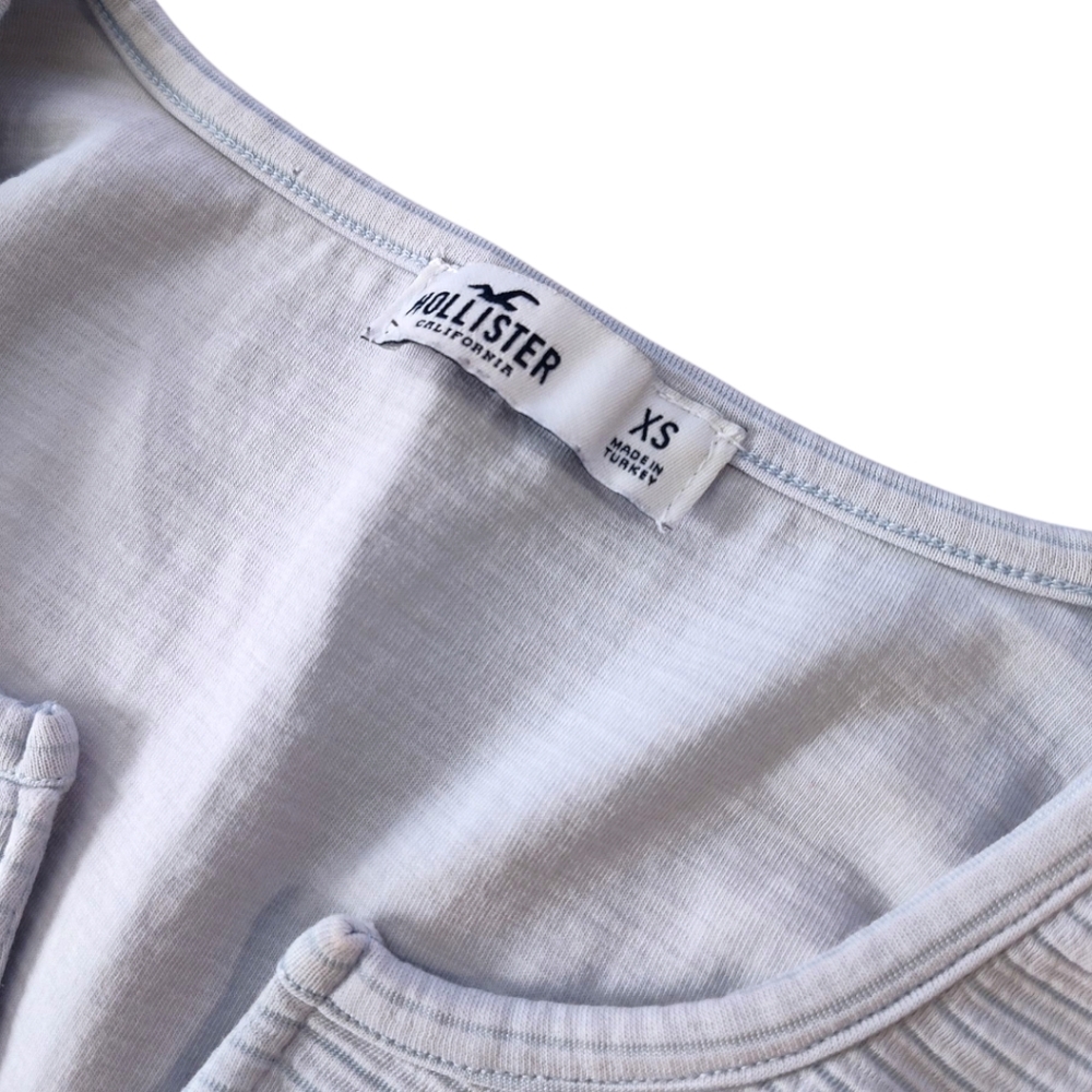 Hollister Ribbed Crew V-neck Top Womens XS - Picture 6 of 9